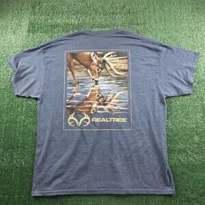 Realtree Buck Deer Graphic Tee Men's XL Blue Hunting Outdoor Nature Shirt